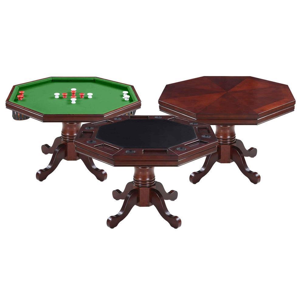 Hathaway Kingston 3-in-1 Poker Table in Walnut w/ 4 Arm Chairs