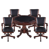 Picture of Hathaway Kingston 3-in-1 Poker Table in Walnut w/ 4 Arm Chairs