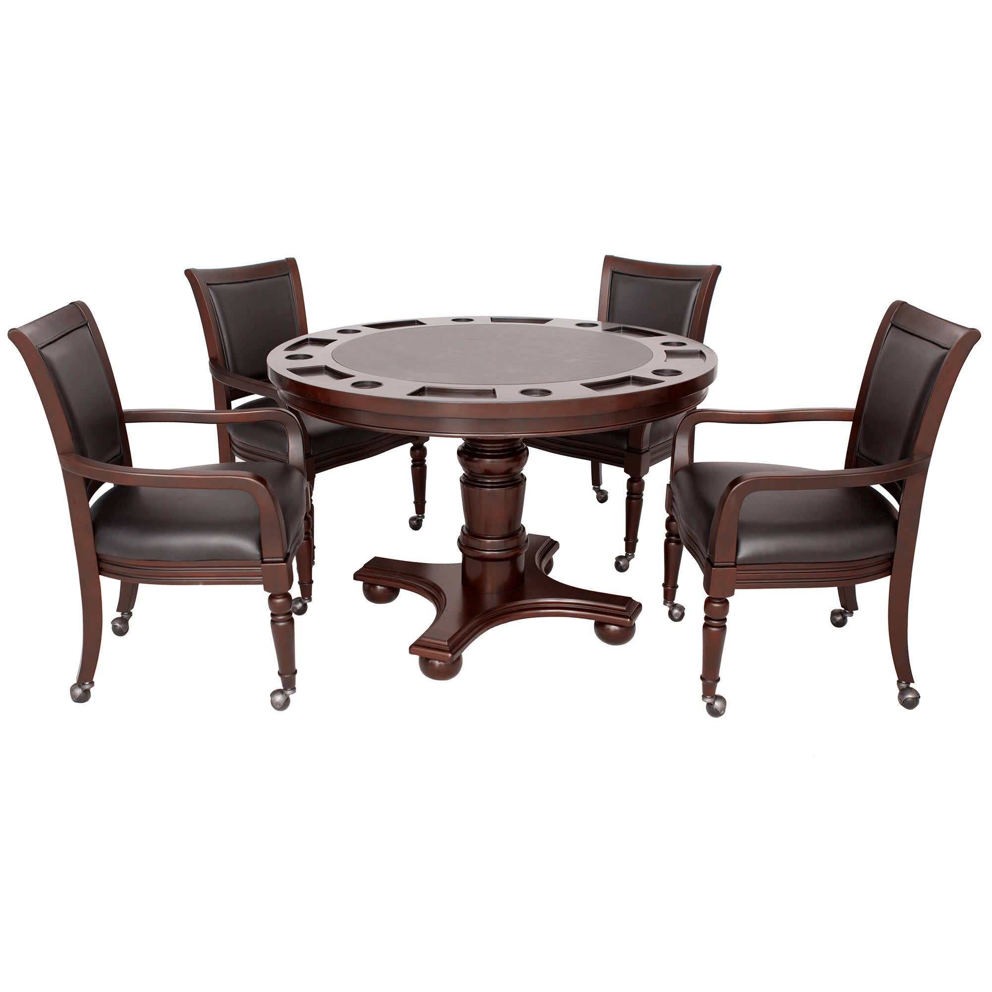 Hathaway Bridgeport 2-in-1 Poker Game Table with Four Chairs Set - Walnut Finish